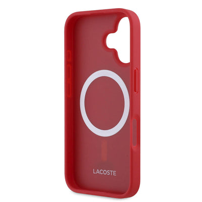Apple iPhone 16 Plus Kılıf Lacoste Orjinal Lisanslı PU Pike Desenli Arka Yüzey İkonik Timsah Dokuma Logolu Kapak Siyah