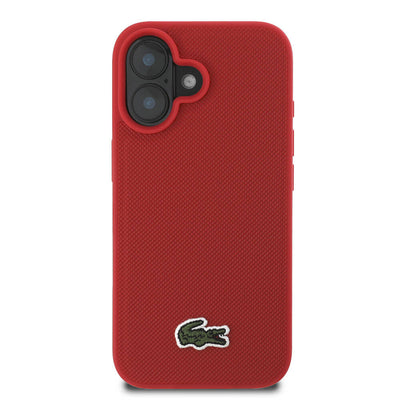 Apple iPhone 16 Plus Kılıf Lacoste Orjinal Lisanslı PU Pike Desenli Arka Yüzey İkonik Timsah Dokuma Logolu Kapak Yeşil
