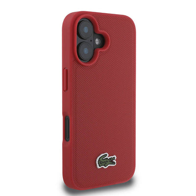 Apple iPhone 16 Plus Kılıf Lacoste Orjinal Lisanslı PU Pike Desenli Arka Yüzey İkonik Timsah Dokuma Logolu Kapak Siyah