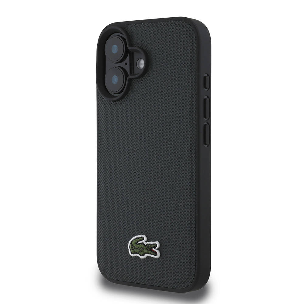 Apple iPhone 16 Plus Kılıf Lacoste Orjinal Lisanslı PU Pike Desenli Arka Yüzey İkonik Timsah Dokuma Logolu Kapak Yeşil