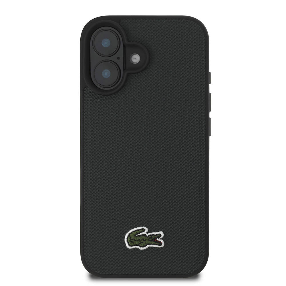 iPhone 16 Plus Kılıf Lacoste Orjinal Lisanslı PU Pike Desenli Arka Yüzey İkonik Timsah Dokuma Logolu Kılıf