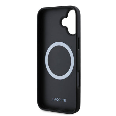 Apple iPhone 16 Plus Kılıf Lacoste Orjinal Lisanslı PU Pike Desenli Arka Yüzey İkonik Timsah Dokuma Logolu Kapak Yeşil