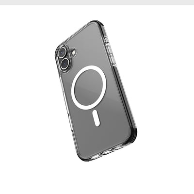 Apple iPhone 16 Plus Kılıf Magsafe Şarj Özellikli Airbag Tasarımlı Raptic Clear Serisi Şeffaf Kapak Siyah