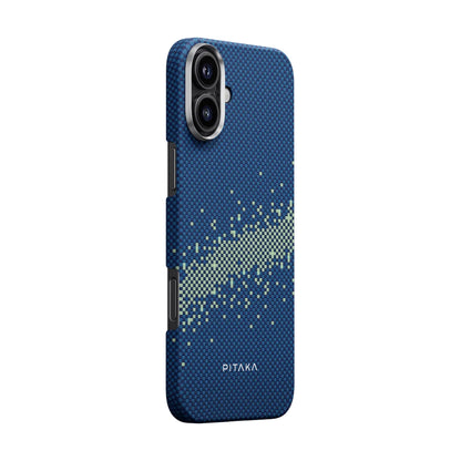iPhone 16 Plus Kılıf M-safe Şarj Özellikli Aramid Fiber Pitaka Tactile Woven Starpeak Serisi Milky Way Galaxy Kılıf