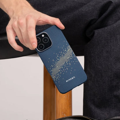 iPhone 16 Plus Kılıf M-safe Şarj Özellikli Aramid Fiber Pitaka Tactile Woven Starpeak Serisi Over The Horizon Kılıf