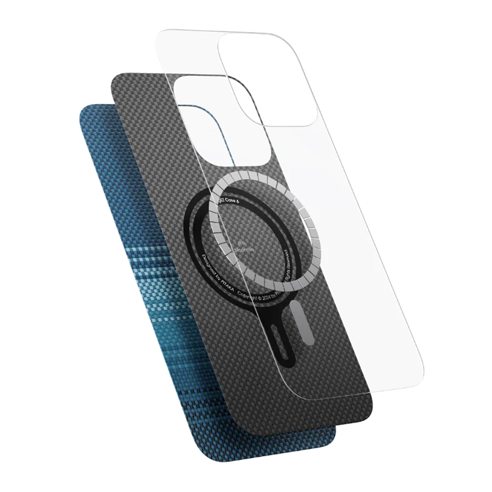 Apple iPhone 16 Plus Kılıf Magsafe Şarj Özellikli Aramid Fiber Pitaka Tactile Woven Sunset-Moonrise Serisi Sunset Kapak Kahverengi