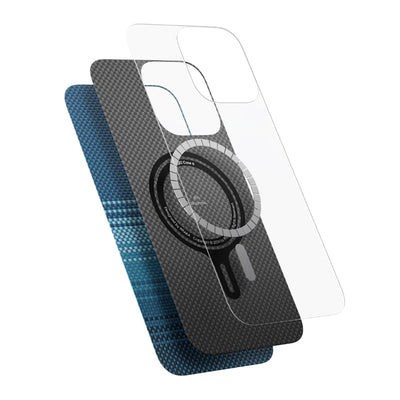 Apple iPhone 16 Plus Kılıf Magsafe Şarj Özellikli Aramid Fiber Pitaka Tactile Woven Sunset-Moonrise Serisi Sunset Kapak Kahverengi