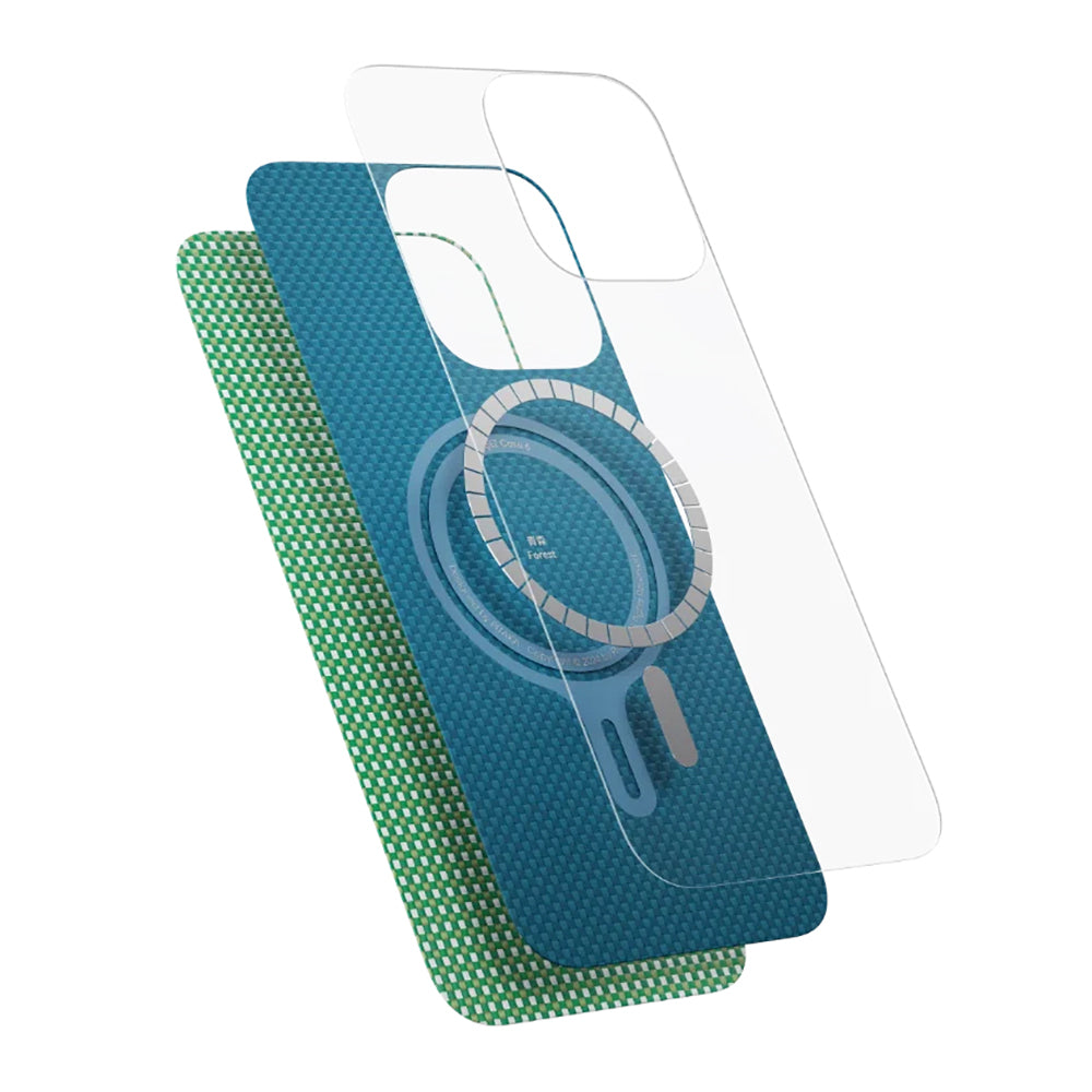 iPhone 16 Plus Kılıf M-safe Şarj Özellikli Aramid Fiber Pitaka Ultra-Slim Classic Serisi Ocean Blue Kılıf