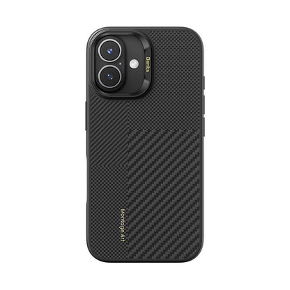 iPhone 16 Plus Kılıf M-safe Şarj Özellikli Karbon Fiber Benks Montage Hybrid ArmorPro Kevlar Kılıf