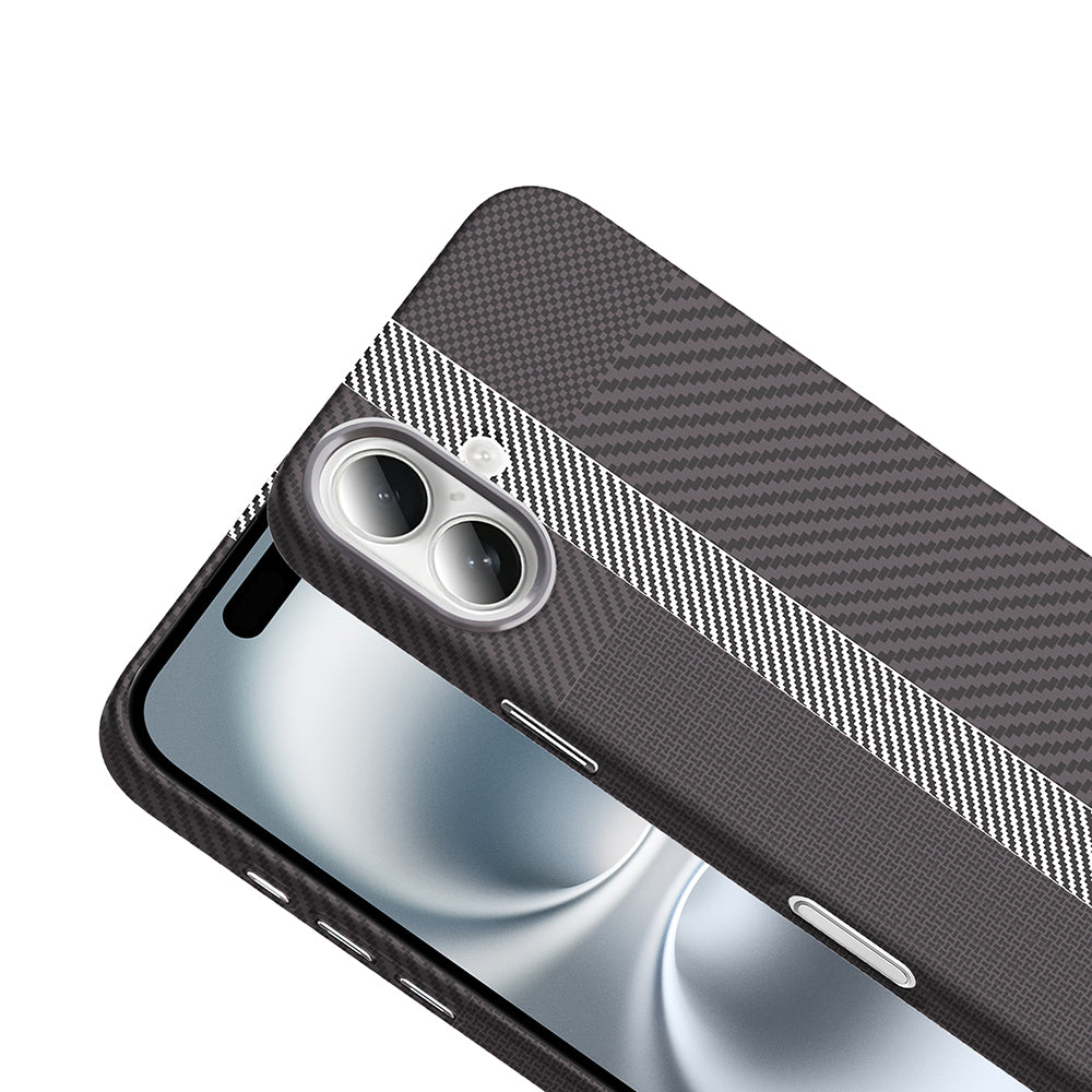 Apple iPhone 16 Plus Kılıf M-safe Şarj Özellikli Karbon Fiber Görünümlü Zore Gros Kapak Siyah