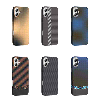 Apple iPhone 16 Plus Kılıf M-safe Şarj Özellikli Karbon Fiber Görünümlü Zore Gros Kapak Desert Titanyum