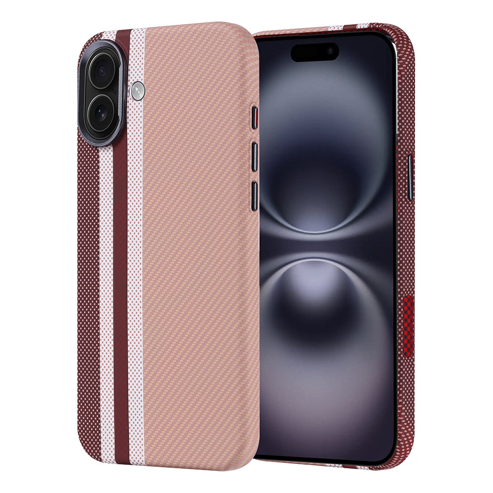 Apple iPhone 16 Plus Kılıf M-safe Şarj Özellikli Karbon Fiber Görünümlü Zore Nekst Kapak Gold