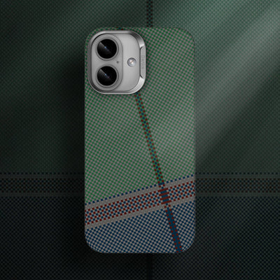 Apple iPhone 16 Plus Kılıf Magsafe Şarj Özellikli Karbon Fiber Tasarımlı Benks Passion Green ArmorAir Kevlar Kapak Yeşil