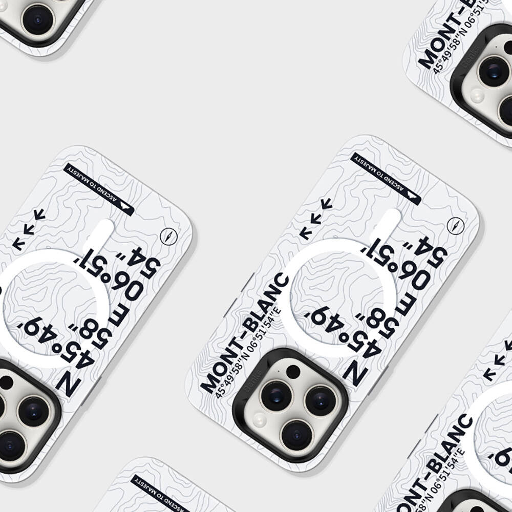 iPhone 16 Plus Kılıf M-safe Şarj Özellikli Koordinat Yazı Desenli Benks Summit Serisi Kılıf