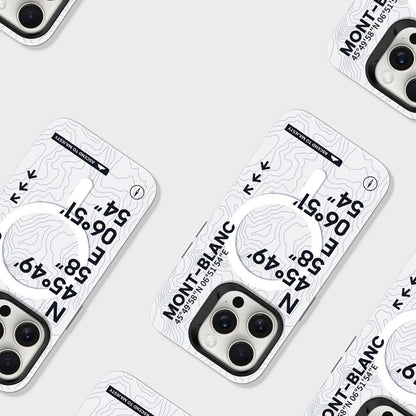 iPhone 16 Plus Kılıf M-safe Şarj Özellikli Koordinat Yazı Desenli Benks Summit Serisi Kılıf