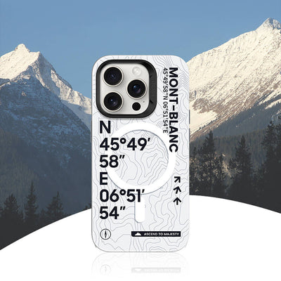 Apple iPhone 16 Plus Kılıf Magsafe Şarj Özellikli Koordinat Yazı Desenli Benks Summit Serisi Kapak Beyaz