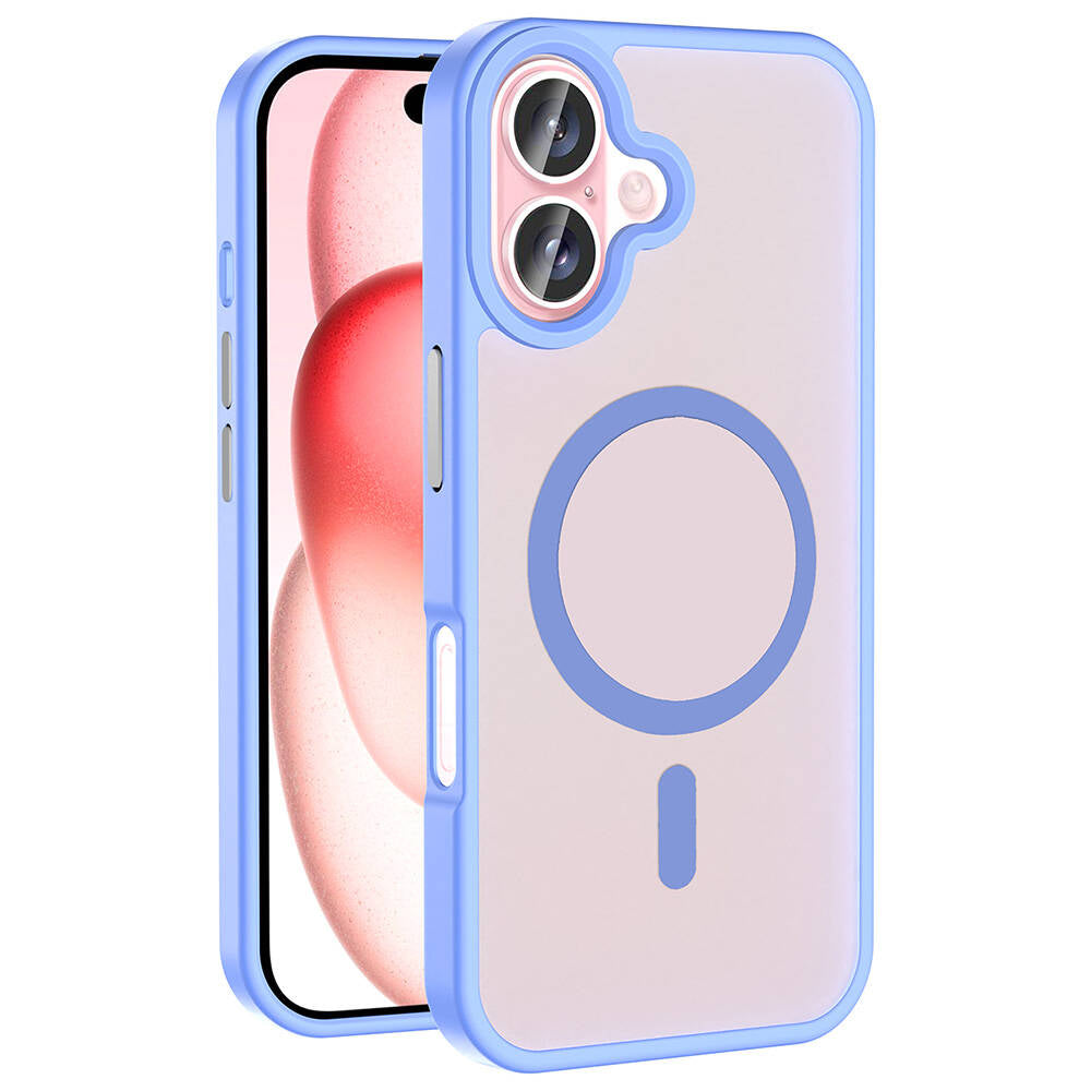 Apple iPhone 16 Plus Kılıf M-safe Şarj Özellikli Mat Arka Yüzey Zore Sio Kapak Lila