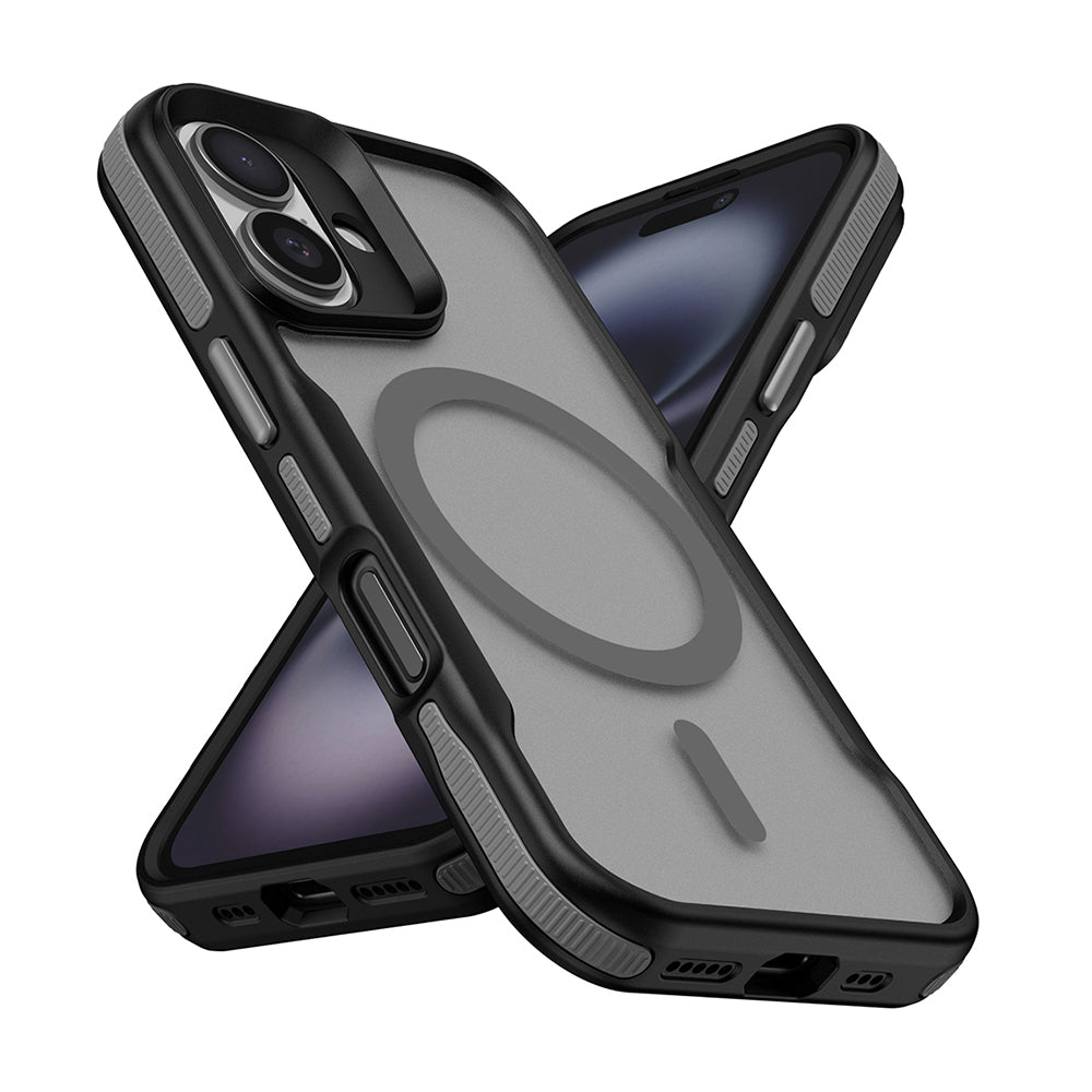 Apple iPhone 16 Plus Kılıf Magsafe Şarj Özellikli Renkli Kenar Airbag Şeritli Zore Lamer Kapak Siyah