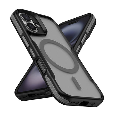 Apple iPhone 16 Plus Kılıf Magsafe Şarj Özellikli Renkli Kenar Airbag Şeritli Zore Lamer Kapak Siyah