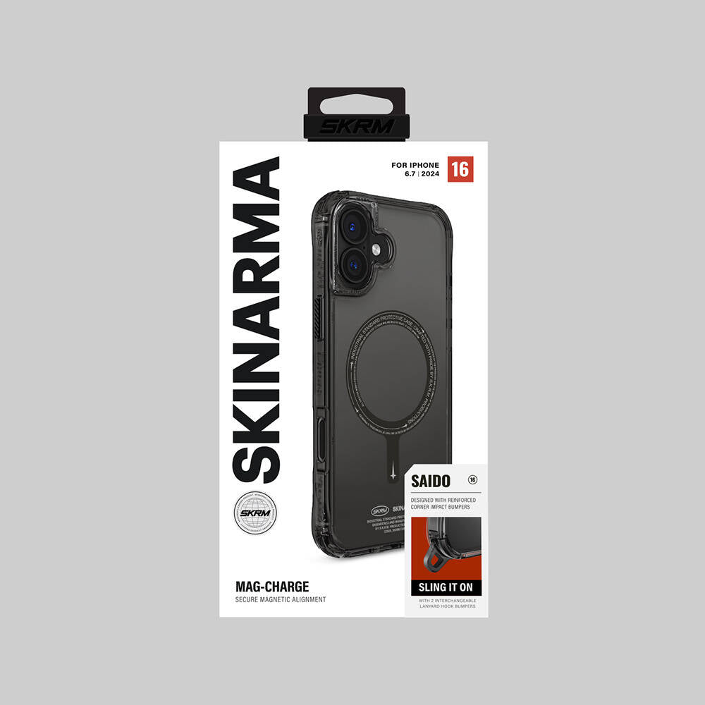 iPhone 16 Plus Kılıf M-safe Şarj Özellikli Şeffaf Airbag Tasarımlı Skinarma Saido Kılıf