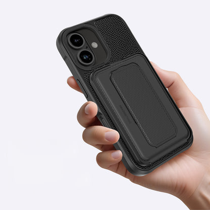 iPhone 16 Plus Kılıf M-safe Şarj Özellikli Standlı Kartlıklı Set Amazinghing Glamour Luxe Serisi Kılıf