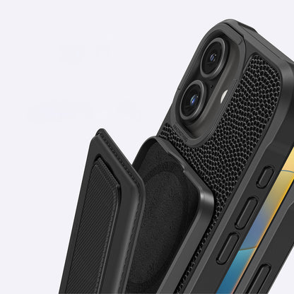 iPhone 16 Plus Kılıf M-safe Şarj Özellikli Standlı Kartlıklı Set Amazinghing Glamour Luxe Serisi Kılıf