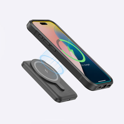 Apple iPhone 16 Plus Kılıf Magsafe Şarj Özellikli Standlı Kartlıklı Set Amazinghing Glamour Luxe Serisi Kapak Siyah