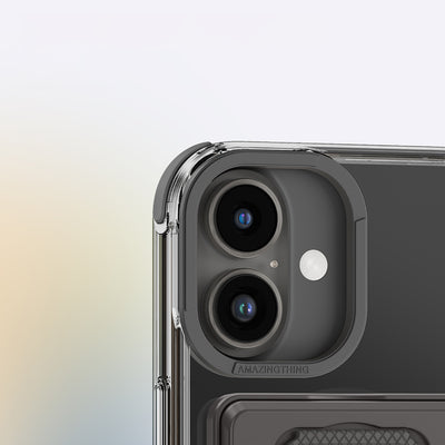 Apple iPhone 16 Plus Kılıf Magsafe Şarj Özellikli Standlı Set Amazingthing Omni Adventure Serisi Kapak Siyah