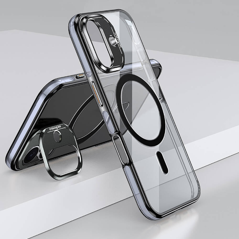 iPhone 16 Plus Kılıf M-safe Şarj Özellikli Wlons Standlı Efsane Kılıf