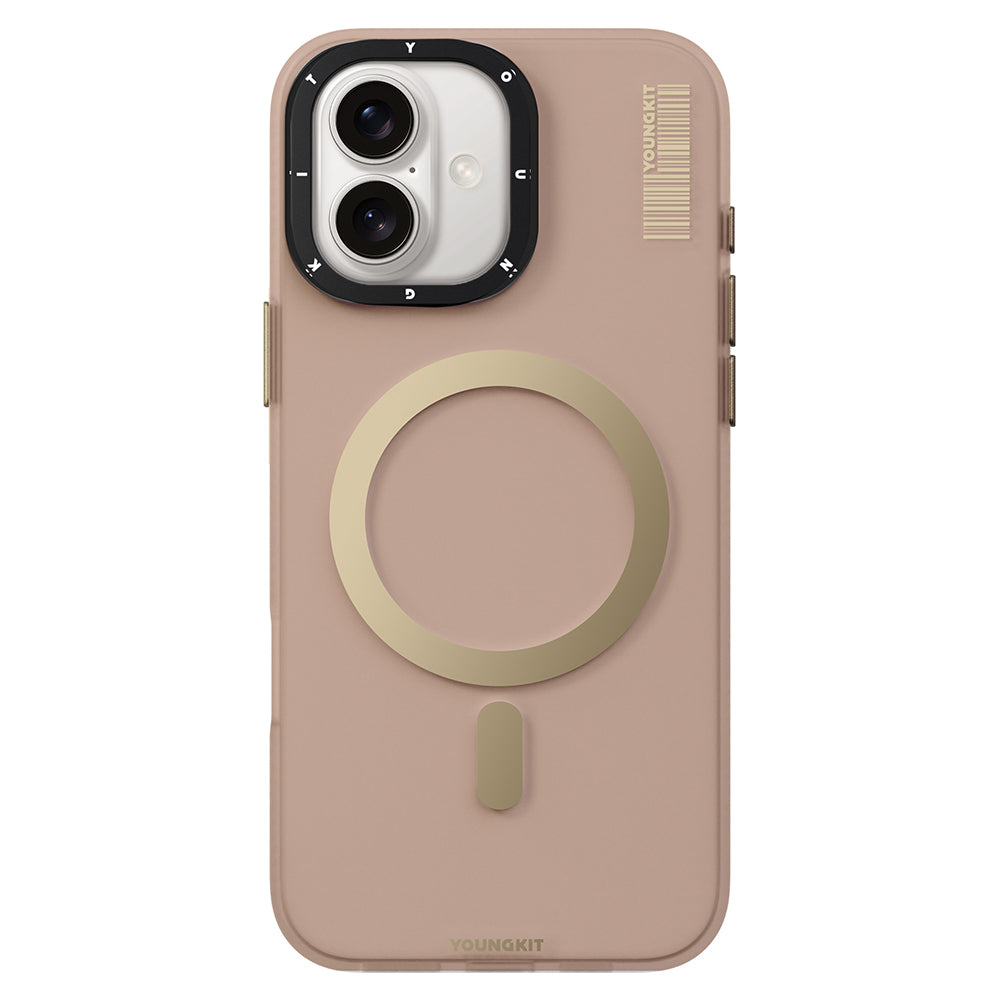 Apple iPhone 16 Plus Kılıf Magsafe Şarj Özellikli Youngkit Hidden Sand Serisi Kapak Gold