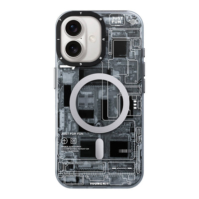 Apple iPhone 16 Plus Kılıf Magsafe Şarj Özellikli Youngkit Technology Serisi Kapak Mavi