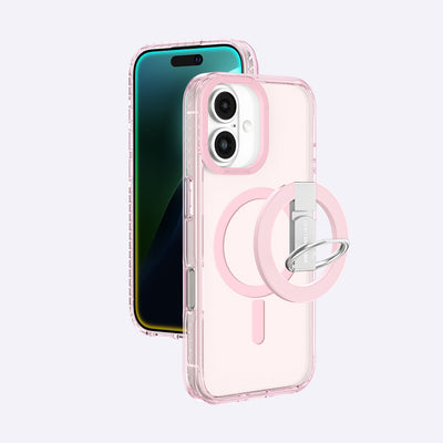 Apple iPhone 16 Plus Kılıf Magsafe Şarj Özellikli Yüzük Standlı Amazingthing Titan Pro Serisi Kapak Pembe
