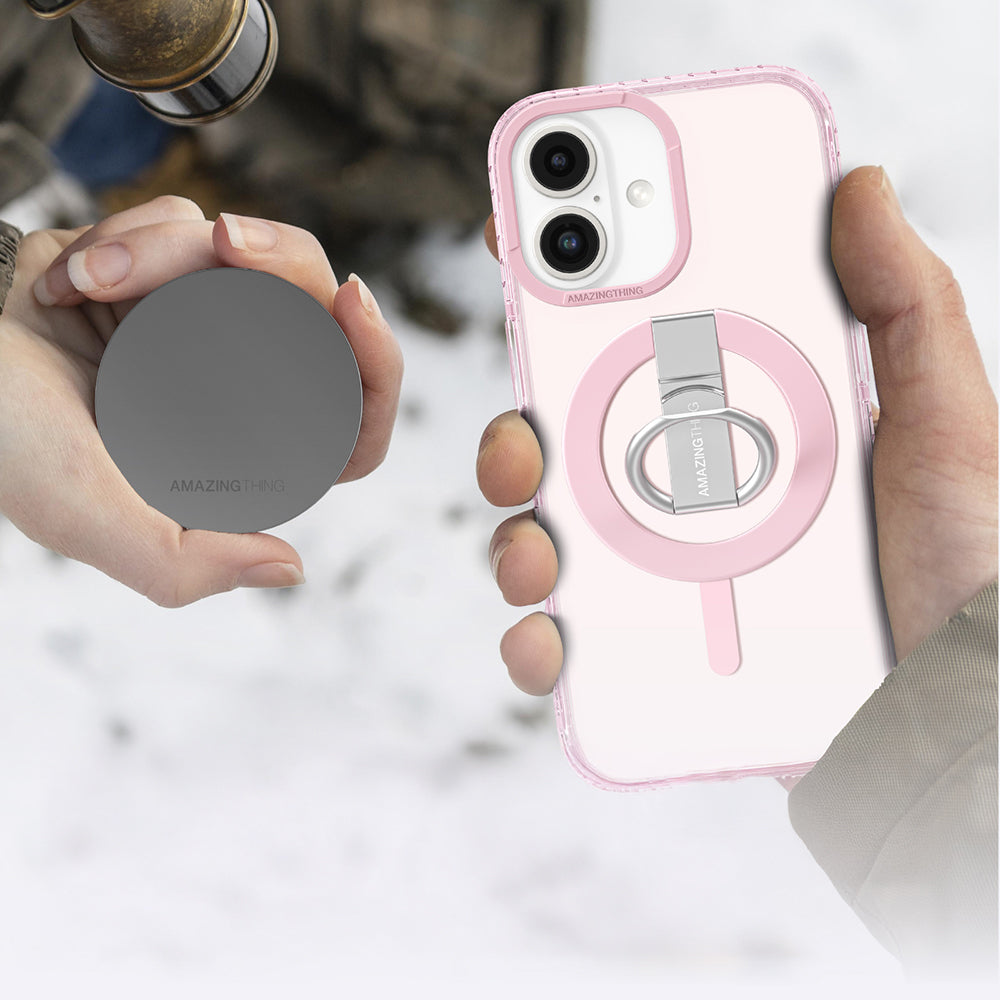 iPhone 16 Plus Kılıf M-safe Şarj Özellikli Yüzük Standlı Amazingthing Titan Pro Serisi Kılıf