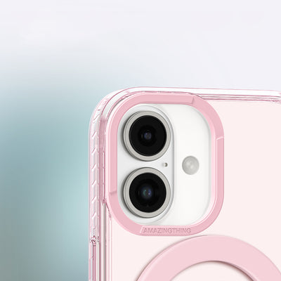 Apple iPhone 16 Plus Kılıf Magsafe Şarj Özellikli Yüzük Standlı Amazingthing Titan Pro Serisi Kapak Pembe