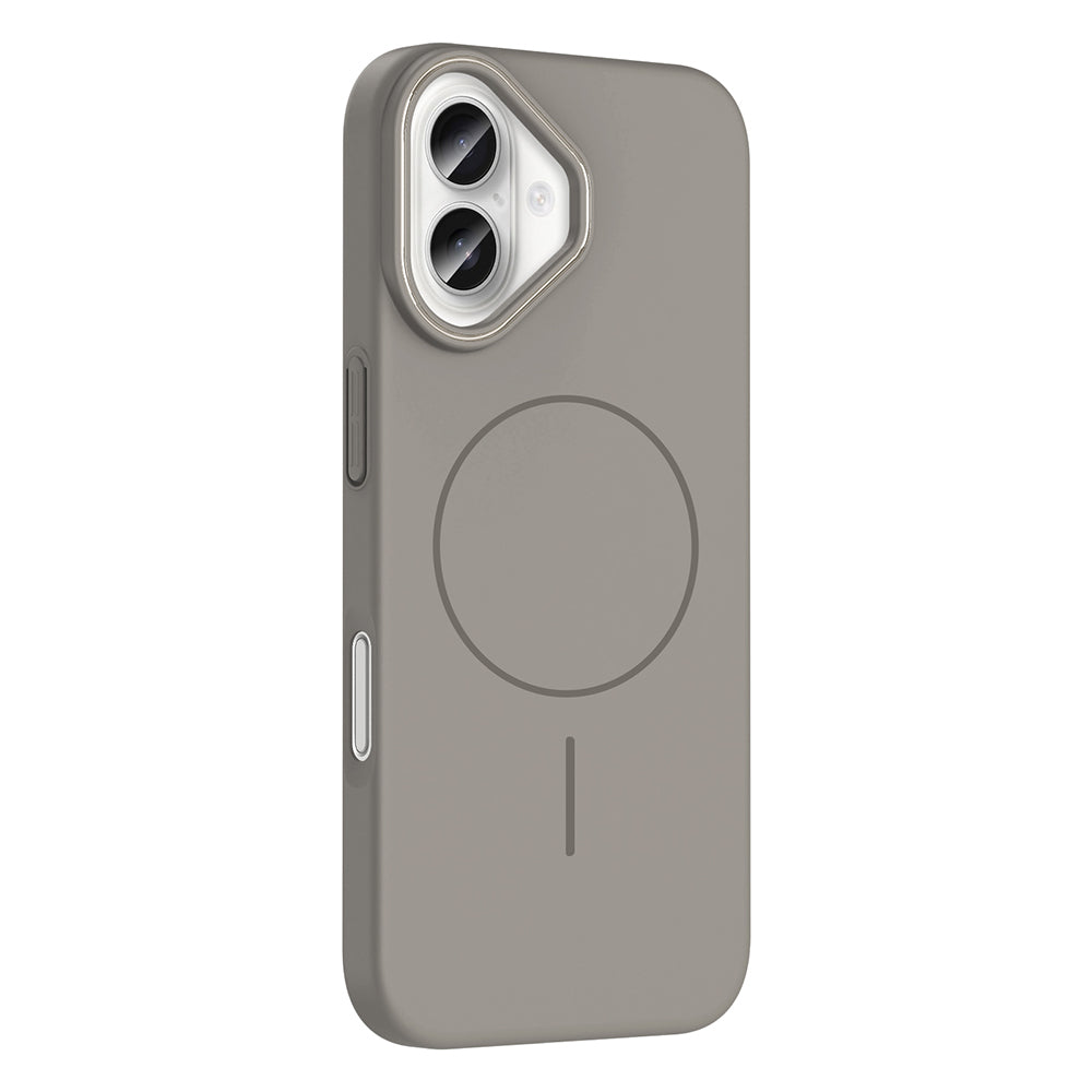 Apple iPhone 16 Plus Kılıf M-safe Şarj Özellikli Zore Ruby Sert Kapak Desert Titanyum