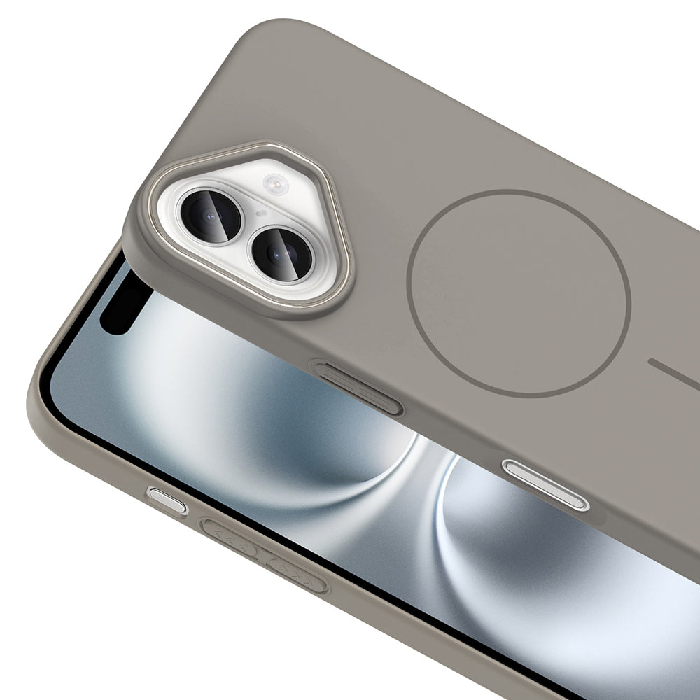 Apple iPhone 16 Plus Kılıf M-safe Şarj Özellikli Zore Ruby Sert Kapak Desert Titanyum