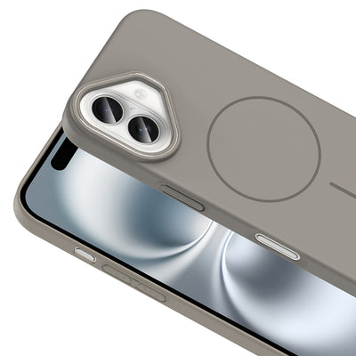 Apple iPhone 16 Plus Kılıf M-safe Şarj Özellikli Zore Ruby Sert Kapak Desert Titanyum