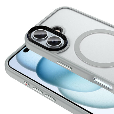 Apple iPhone 16 Plus Kılıf Mat Arka Yüzey Wireless Şarj Özellikli Zore Flet Magsafe Kapak Desert Titanyum