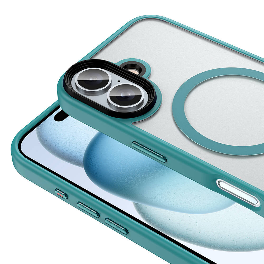 iPhone 16 Plus Kılıf Mat Arka Yüzey Wireless Şarj Özellikli Zore Flet M-safe Kılıf