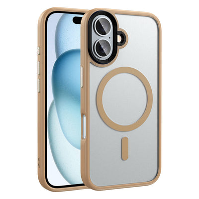 Apple iPhone 16 Plus Kılıf Mat Arka Yüzey Wireless Şarj Özellikli Zore Flet Magsafe Kapak Sarı