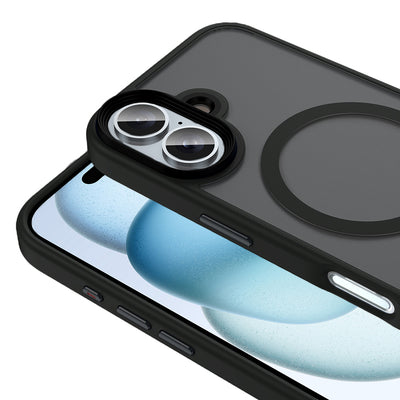 Apple iPhone 16 Plus Kılıf Mat Arka Yüzey Wireless Şarj Özellikli Zore Flet Magsafe Kapak Siyah