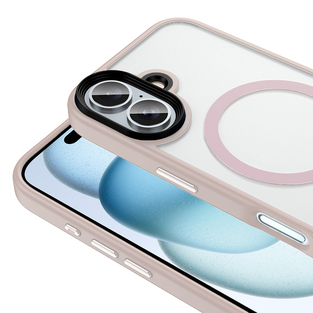 Apple iPhone 16 Plus Kılıf Mat Arka Yüzey Wireless Şarj Özellikli Zore Flet Magsafe Kapak Desert Titanyum