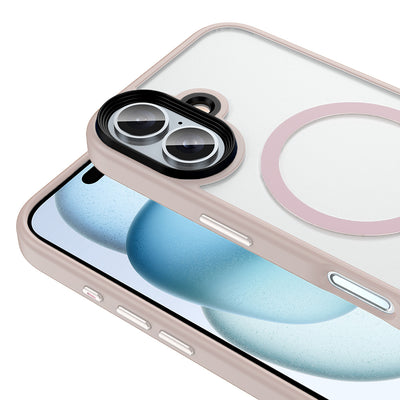 Apple iPhone 16 Plus Kılıf Mat Arka Yüzey Wireless Şarj Özellikli Zore Flet Magsafe Kapak Desert Titanyum