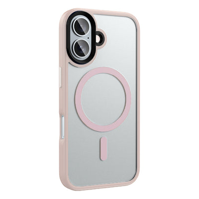 Apple iPhone 16 Plus Kılıf Mat Arka Yüzey Wireless Şarj Özellikli Zore Flet Magsafe Kapak Pembe