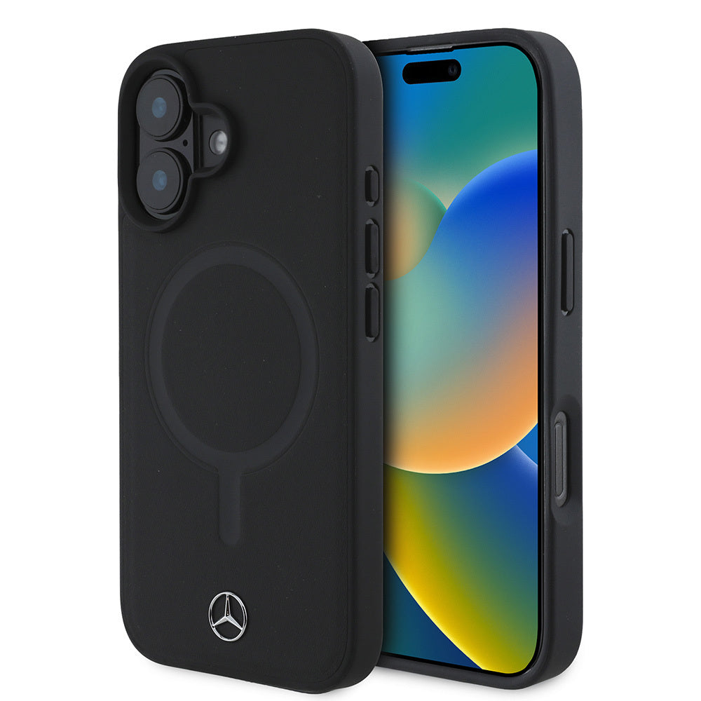 iPhone 16 Plus Kılıf Mercedes Benz M-safe Şarj Özellikli Yumuşak Deri Orjinal Lisanslı Kılıf