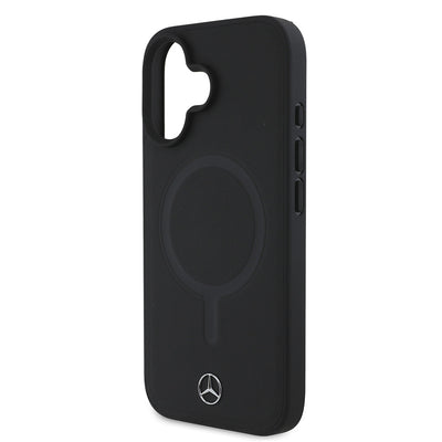 Apple iPhone 16 Plus Kılıf Mercedes Benz Magsafe Şarj Özellikli Yumuşak Deri Orjinal Lisanslı Kapak Siyah
