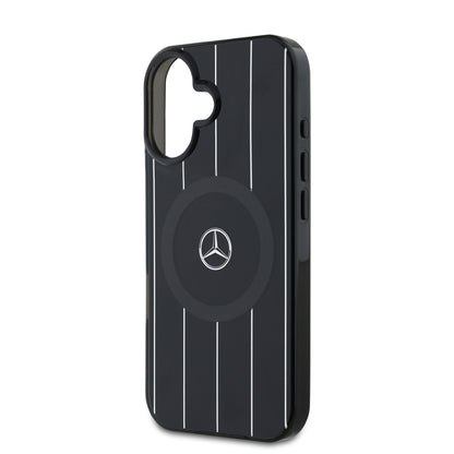 iPhone 16 Plus Kılıf Mercedes Benz Orjinal Lisanslı M-safe Şarj Özellikli Çift Katmanlı Paralel Çizgi Desenli Kılıf