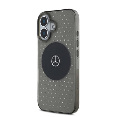 Apple iPhone 16 Plus Kılıf Mercedes Benz Orjinal Lisanslı Magsafe Şarj Özellikli Yıldız Desenli Transparan Kapak Siyah