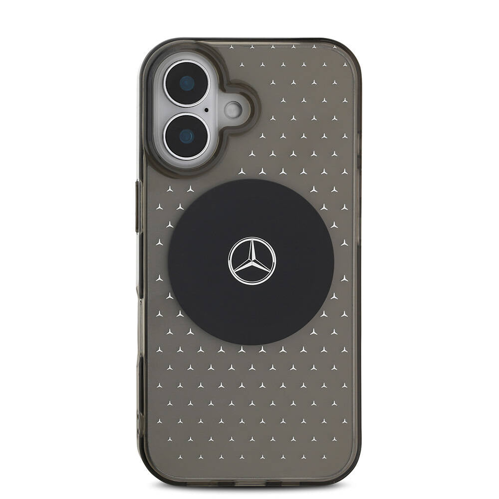 Apple iPhone 16 Plus Kılıf Mercedes Benz Orjinal Lisanslı Magsafe Şarj Özellikli Yıldız Desenli Transparan Kapak Siyah