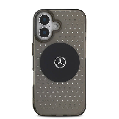 Apple iPhone 16 Plus Kılıf Mercedes Benz Orjinal Lisanslı Magsafe Şarj Özellikli Yıldız Desenli Transparan Kapak Siyah